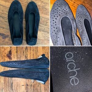 $299 Arche Lilly Slip-On Comfort Shoe Black Suede EU 40 US 9-9.5 EUC